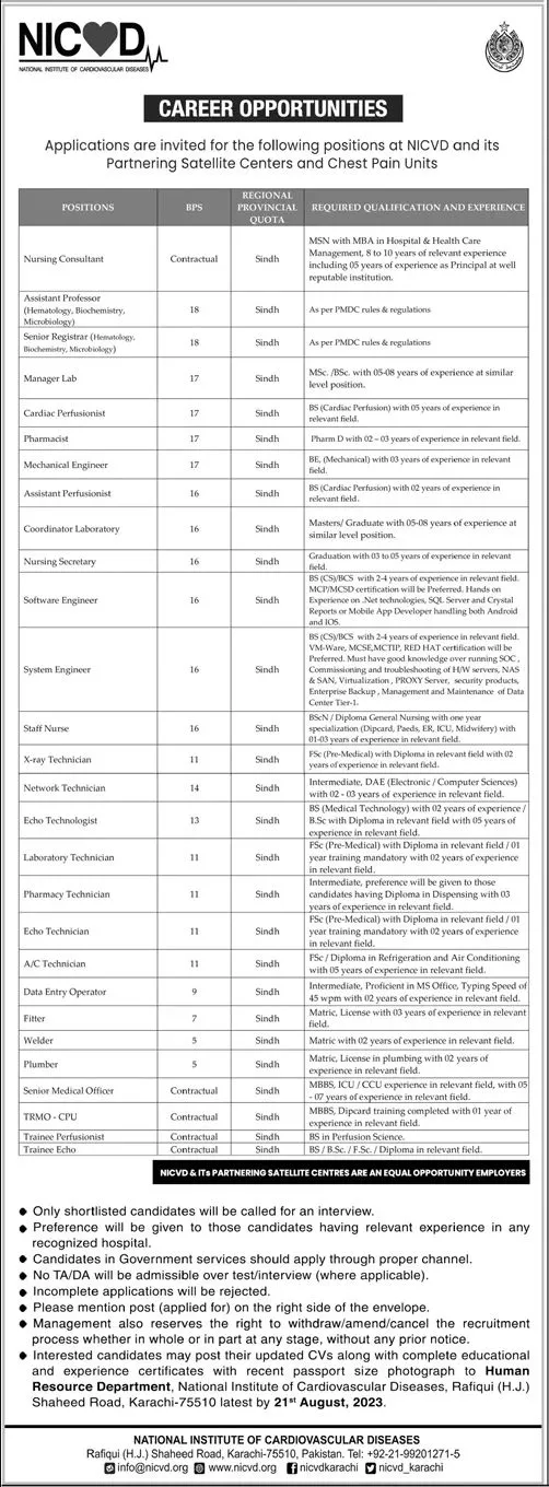 Nursing Consultant Government Jobs in Karachi