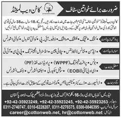Female Jobs in Cotton Web Limited