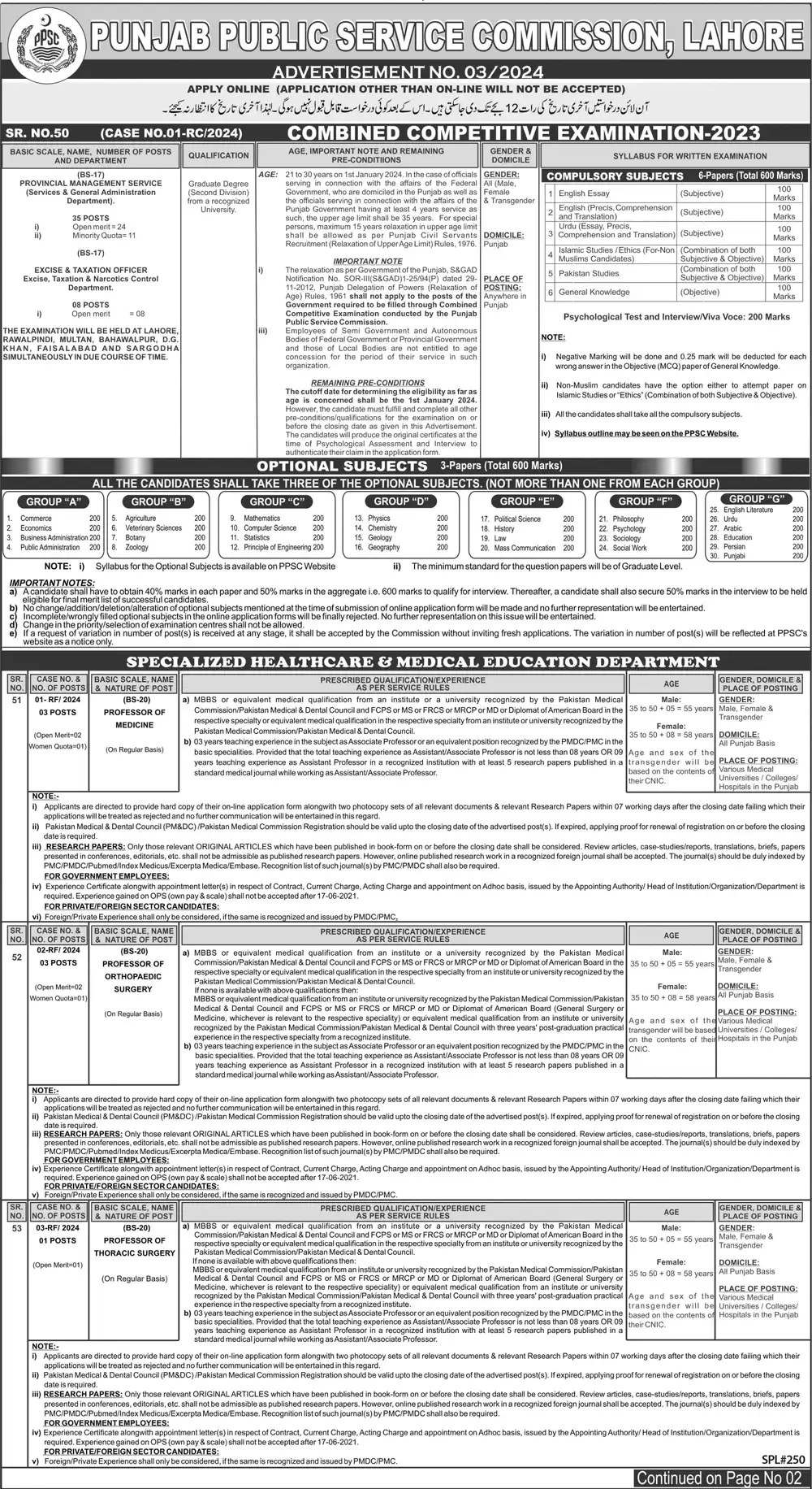 Punjab Public Service Commission Jobs Ad 1